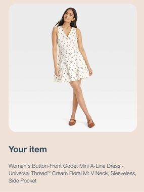 Universal Thread Cream Mini Dress with Blue Floral Print Accents